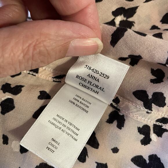 Rails Anna Rose Pink Black Cheetah Long Sleeve Button Front Shirt Blouse S 2 4 - Picture 10 of 14